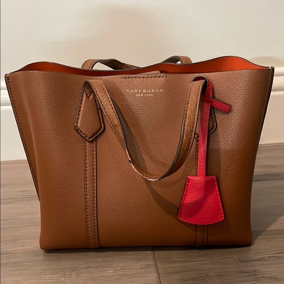 Tory Burch Tan Tote with Red Detail - Picture 1 of 12